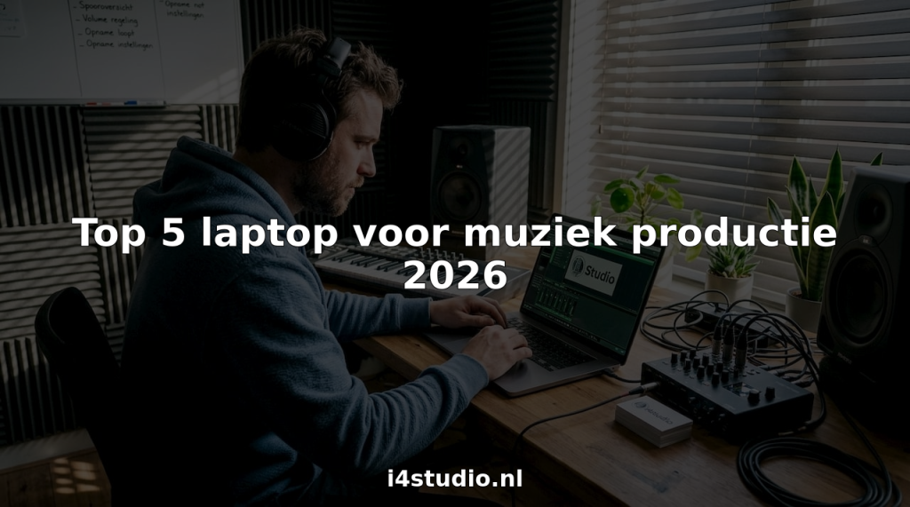 A producer sits in the studio behind his laptop working on new music.