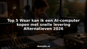 In de studio sluit een muziekproducent een AI-computer aan om te experimenteren met nieuwe sounds.