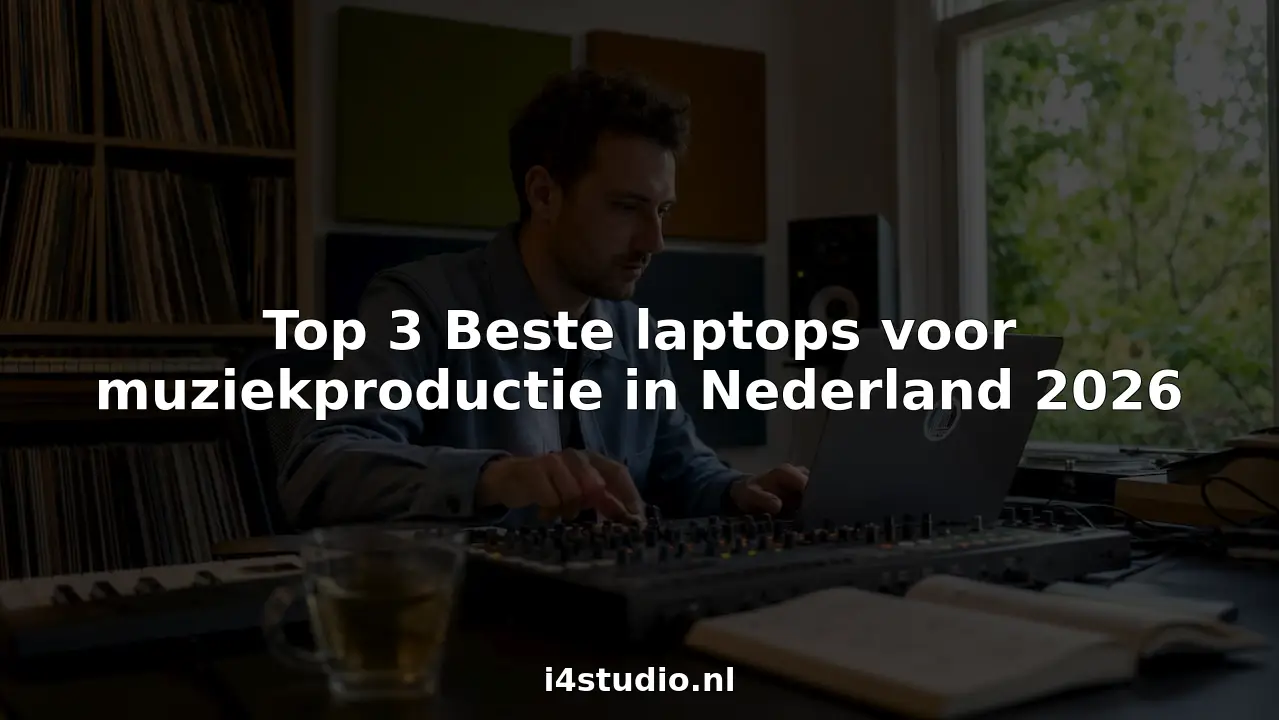 A man is working on his laptop in a music studio.