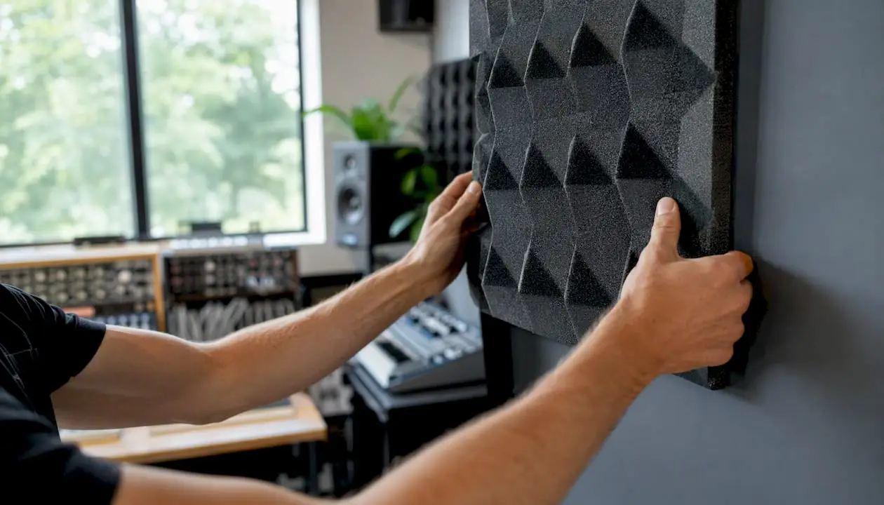 The Best Alternatives to Economik.com in the Netherlands 7 Handen die een akoestisch paneel in een studio monteren