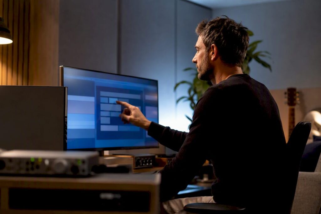Technician who optimizes audio settings in the studio