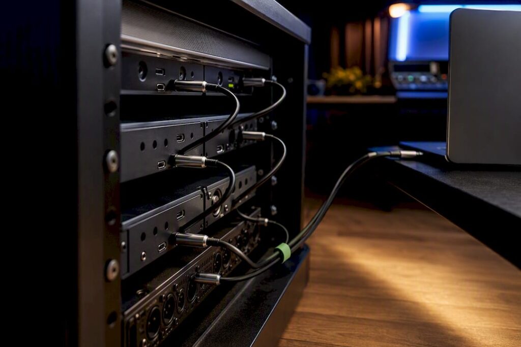 Thunderbolt cables behind audio units