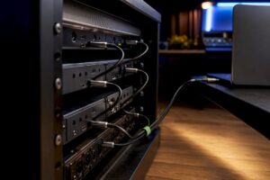 Thunderbolt cables behind audio units