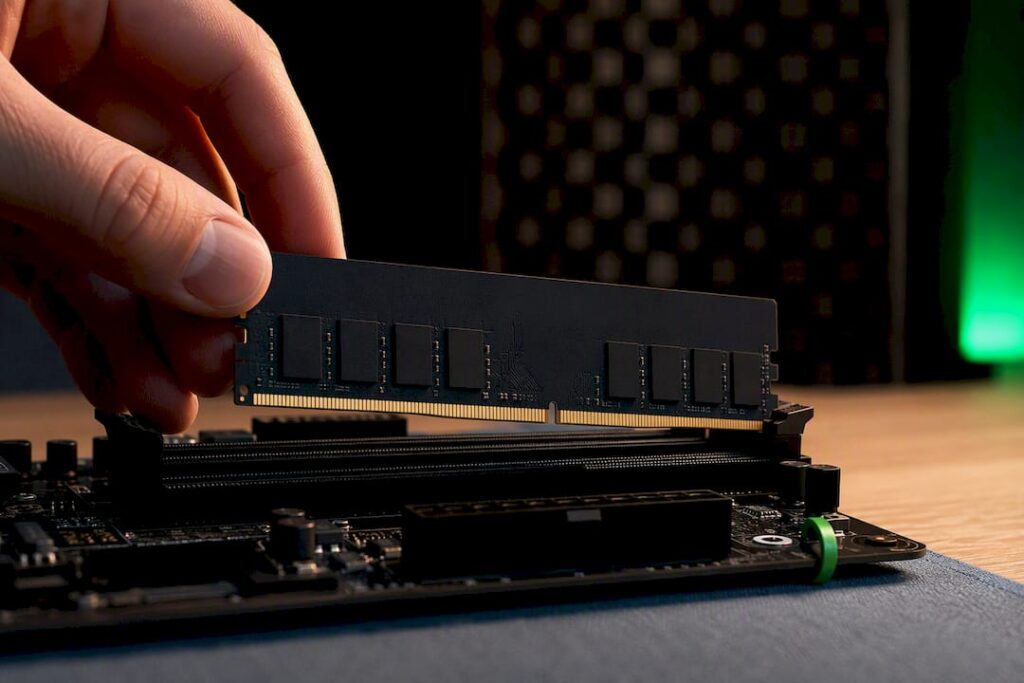 RAM module installed in a studio computer