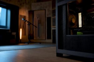 Very quiet studio PC next to an acoustically treated room
