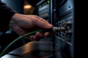 BNC cable connected for studio synchronization