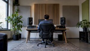 Symmetrical control room with a sweet spot
