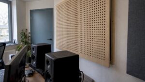 Perforated resonance panel in a home studio
